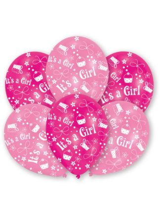 6 Latex ballonnen Its a girl 28cm.