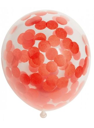 6 Confetti ballonnen rood 30cm.