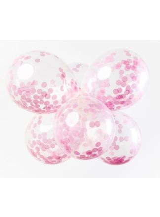 6 Confetti ballonnen roze 30cm.