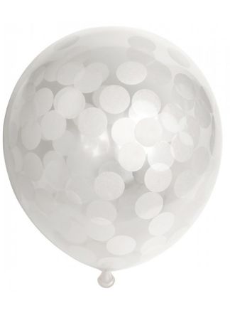 6 Confetti ballonnen wit 30cm.