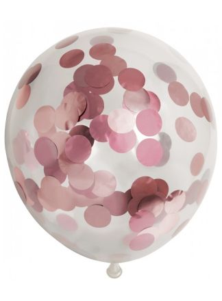 6 Confetti ballonnen rosegoud 30cm.