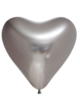 6 Hart Zilver Chrome ballonnen 30cm