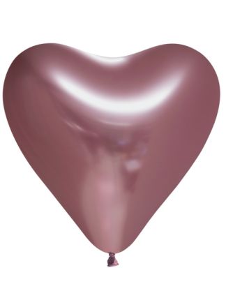 6 Hart rosegoud Chrome ballonnen 30cm.
