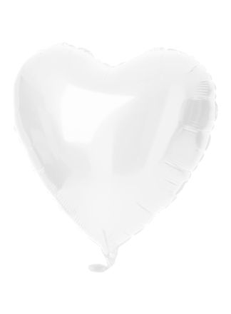 Folieballon Hart wit 45cm. (excl helium).