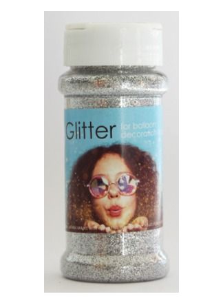 Ballon glitters zilver 100gr.