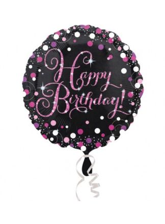 Folieballon Pink Celebration 45cm. (excl helium).