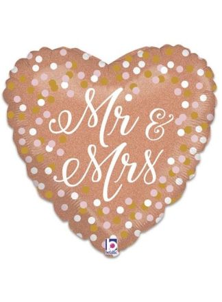 Folieballon Mr & Mrs rosegoud 46cm (excl helium).