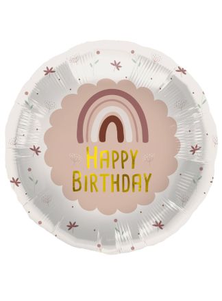 Birthday folieballon Rainbow pink 45cm. (excl helium)