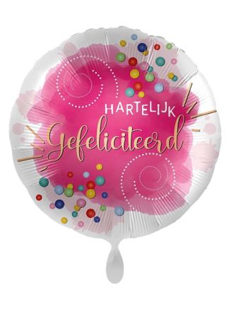 Folieballon Hartelijk Gefeliciteerd 43cm.(excl helium)
