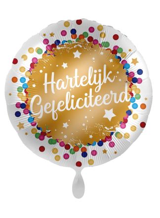Folieballon Hartelijk Gefeliciteerd goud 43cm.(excl helium)