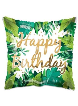 Folieballon Happy Birthday foliage 45cm. (excl helium)