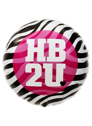 Folieballon 46cm. HB2U zebra print (excl.helium)