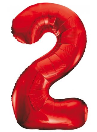 Folieballon 86cm. rood cijfer 2 (excl helium).