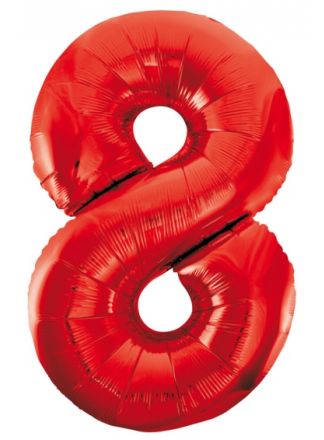 Folieballon 86cm. rood cijfer 8 (excl helium).