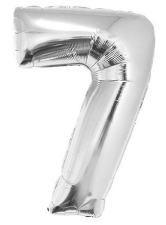 Folieballon zilver 102cm. cijfer 7 (excl.helium)