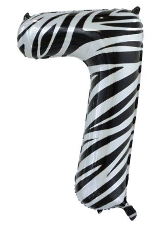 Folieballon 86cm. zebra cijfer 7 (excl helium).