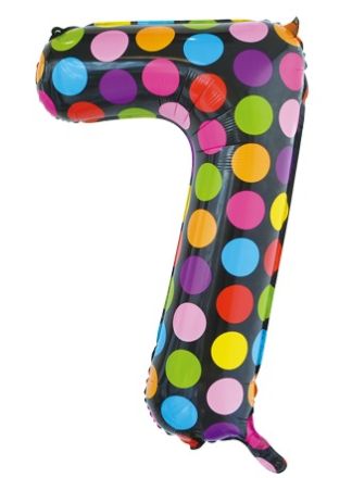 Folieballon 86cm. dots cijfer 7 (excl helium).