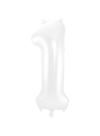 Folieballon cijfer 1 wit 86cm (excl Helium)