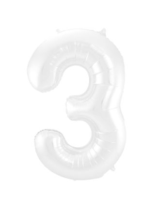 Folieballon cijfer 3 wit 86cm (excl Helium)