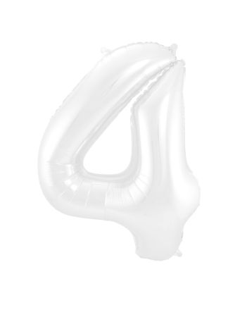 Folieballon cijfer 4 wit 86cm (excl Helium)