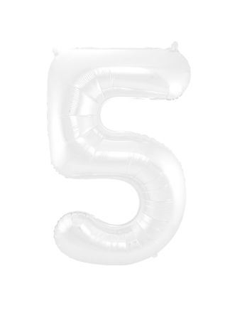 Folieballon cijfer 5 wit 86cm (excl Helium)