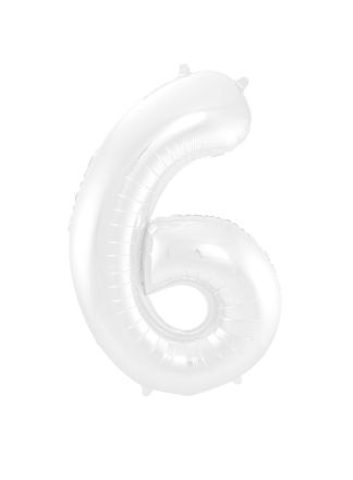 Folieballon cijfer 6 wit 86cm (excl Helium)