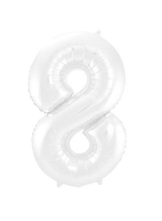 Folieballon cijfer 8 wit 86cm (excl Helium)