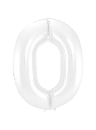 Folieballon cijfer 0 wit 86cm (excl Helium)