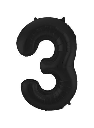 Folieballon cijfer 3 zwart 86cm (excl Helium)