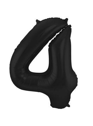 Folieballon cijfer 4 zwart 86cm (excl Helium)