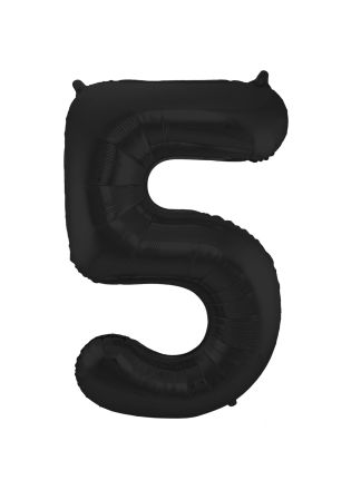 Folieballon cijfer 5 zwart 86cm (excl Helium)