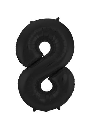 Folieballon cijfer 8 zwart 86cm (excl Helium)
