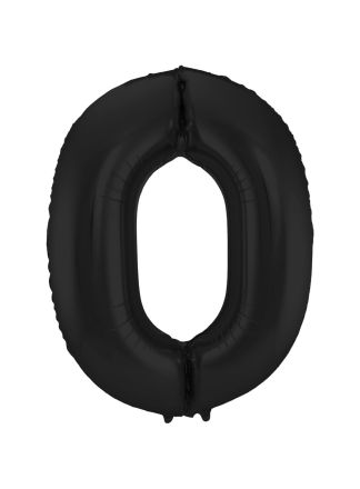 Folieballon cijfer 0 zwart 86cm (excl Helium)