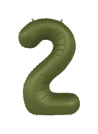 Folieballon cijfer 2 olijf groen 86cm (excl Helium)