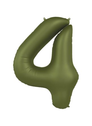 Folieballon cijfer 4 olijf groen 86cm (excl Helium)