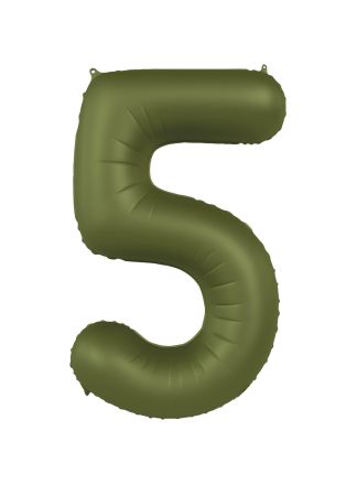 Folieballon cijfer 5 olijf groen 86cm (excl Helium)