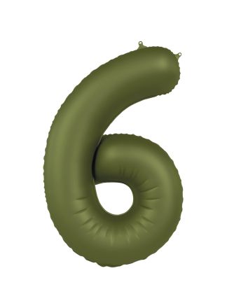 Folieballon cijfer 6 olijf groen 86cm (excl Helium)