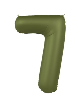 Folieballon cijfer 7 olijf groen 86cm (excl Helium)