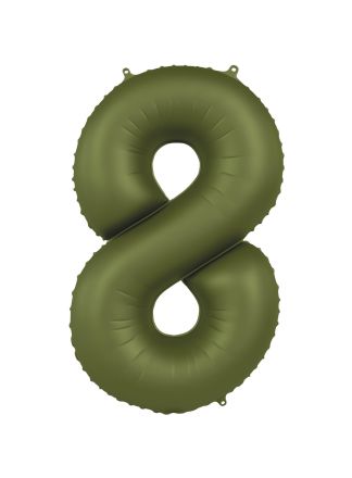 Folieballon cijfer 8 olijf groen 86cm (excl Helium)