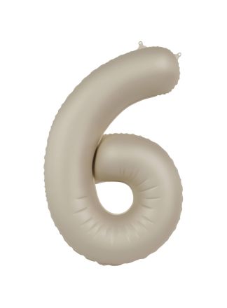 Folieballon cijfer 6 creme 86cm (excl Helium)