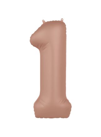 Folieballon cijfer 1 vintage rose 86cm (excl Helium)