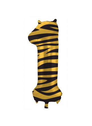 Folieballon cijfer 1 Tiger Chic 86cm (excl Helium)