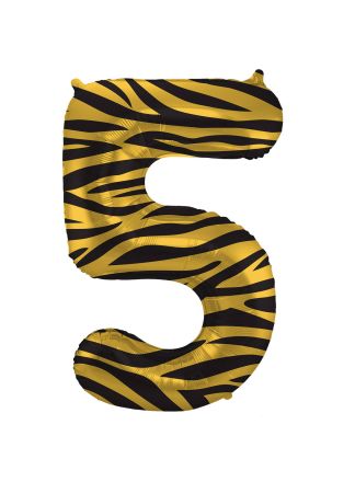 Folieballon cijfer 5 Tiger Chic 86cm (excl Helium)