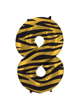 Folieballon cijfer 8 Tiger Chic 86cm (excl Helium)