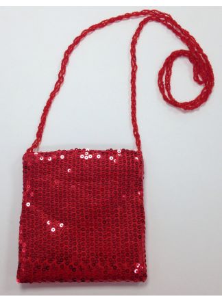 Pailletten tasje rood 17x18cm.