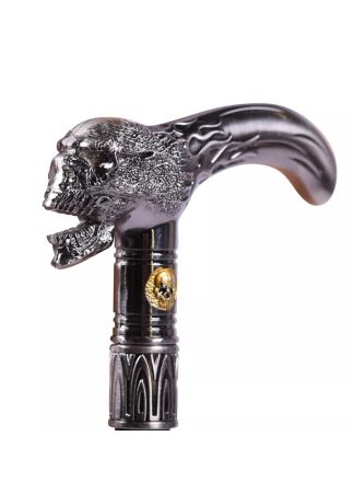 Luxe wandelstok "Predator'' met zilveren knop