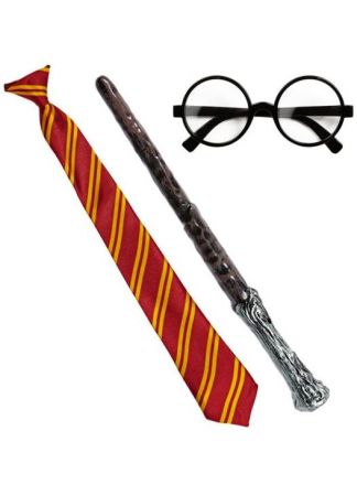 Tovenaars set (stok, bril en das)