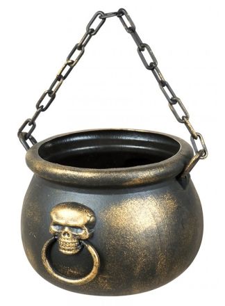 Heksenketel met doodskop 13x19cm.