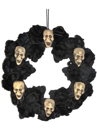 Zwarte Halloween krans (rozen/d0odskoppen)
