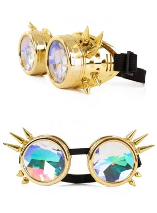 Steampunkbril met spikes goud